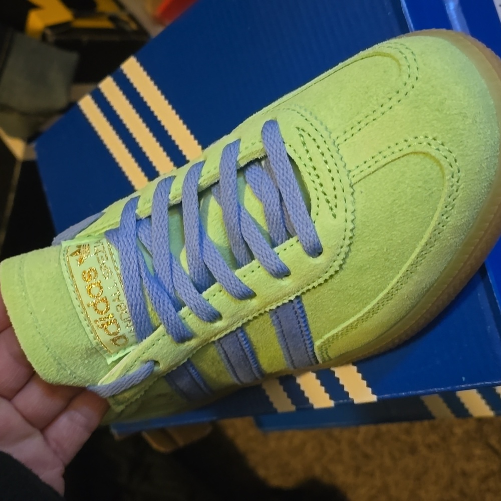 Adidas Handball Spezial Women's Shoes - Green/ Baby Blue GUM SOLE 7.5